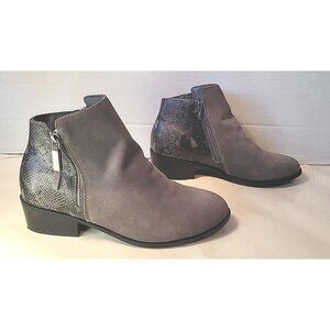Sporto Sofia Studio Ankle Bootie Gray Suede Faux Leather Animal Print  Sz 10